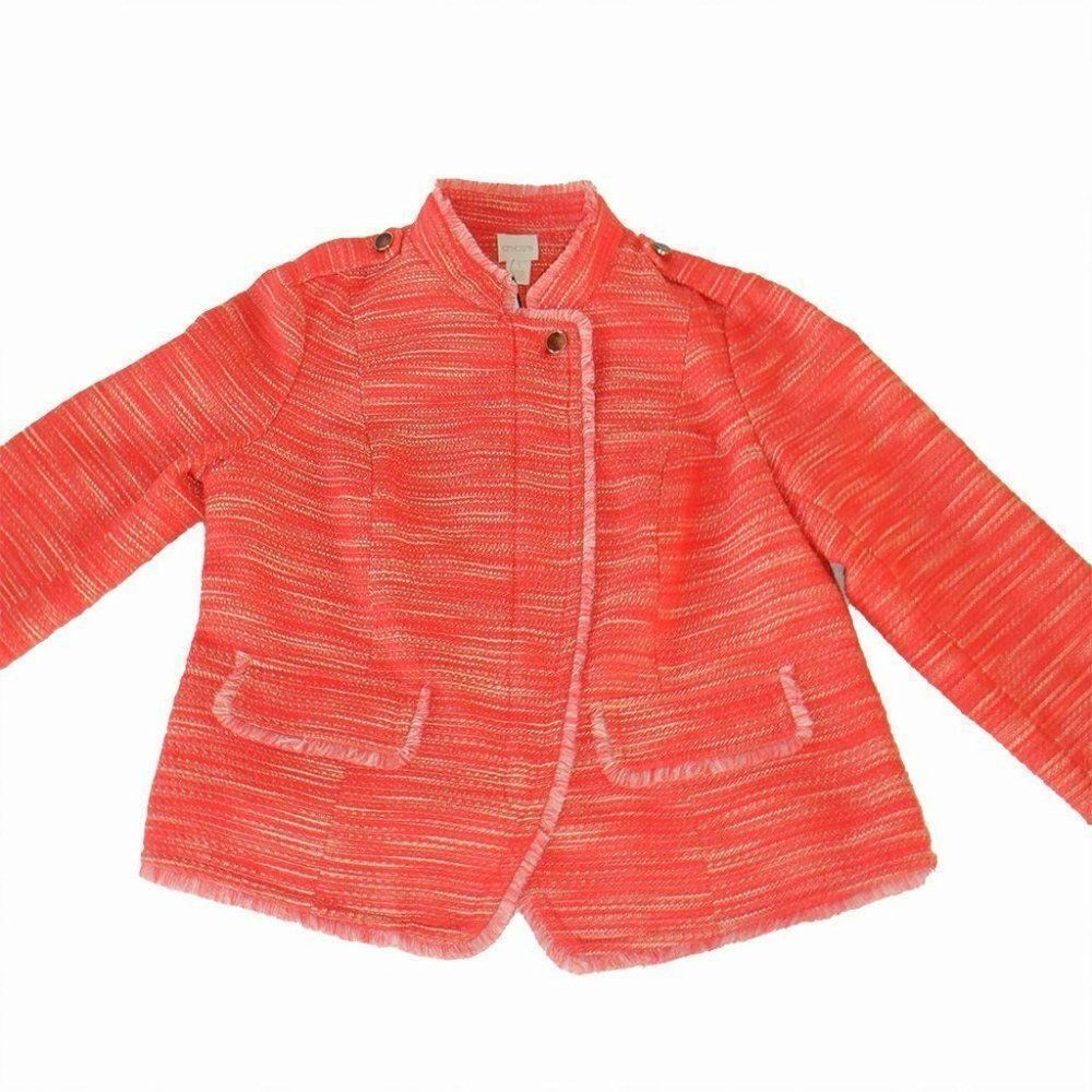 Chico orange military style fringe suit jacket
